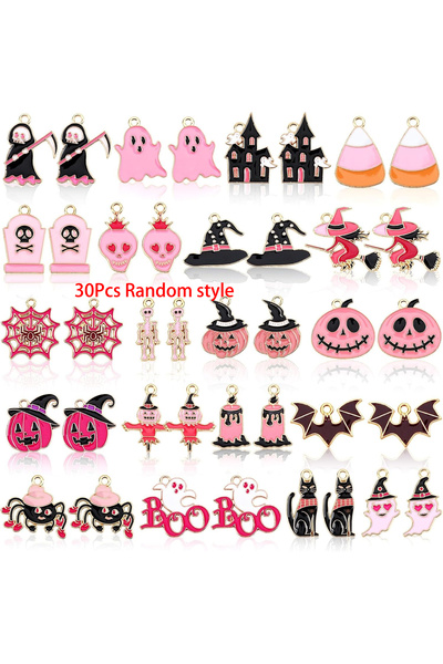 Choice 30Pcs Random style 30Pcs Pink Halloween Charms for Jewelry Making