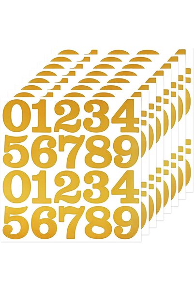 TERRIFI 160 Pcs 2 Inch Gold Vinyl Number Stickers, 8 Sheets Self-Adhesive 0-9...