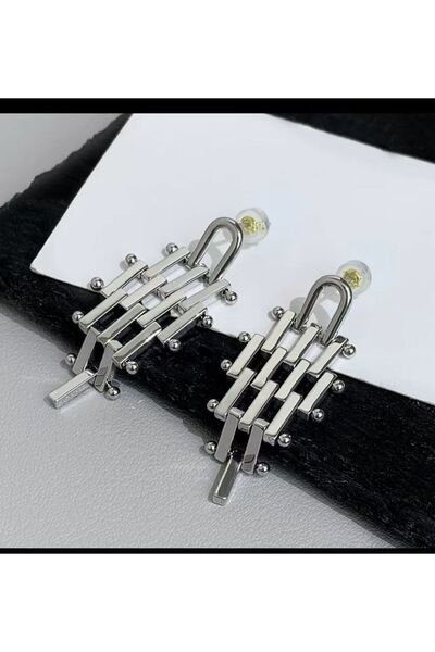 Choice Steel color European and American Fashion Geometric Metal Earrings, Re...