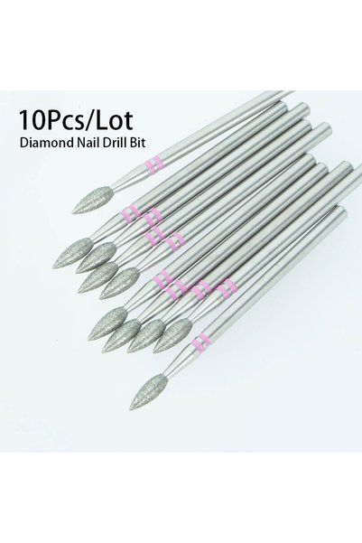 Choice 10pcs set S46f 10Pcs Diamond Nail Drill Bits Russian Cuticle Burr Mani...