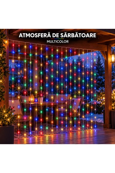 BellFyd 3 x 3 m Instalație de Crăciun tip perdea LED, exterior, interconectab...