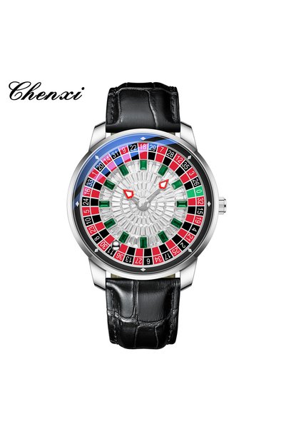 Choice Black Silver White CHENXI Roulette Rotating Dial Men Quartz Watch Arab...