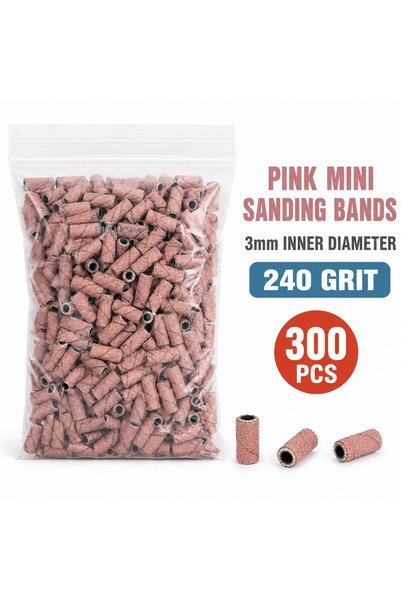 Choice PK-G240-P300 300Pcs 3mm Nail Drill Sanding Bands Set 120 180 240 Grit ...
