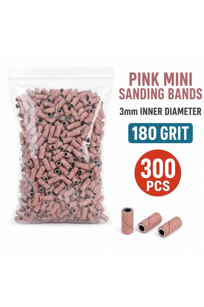 Choice PK-G180-P300 300Pcs 3mm Nail Drill Sanding Bands Set 120 180 240 Grit ...