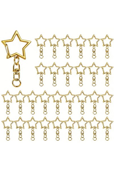 Choice 20 SET gold color 20/40/60 Set Star-Shaped Spring Snap Keychains Clip ...