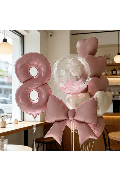 Choice Other 8 18pcs Pink Birthday Party Combo, 32in Number & 0-9 Foil Balloo...