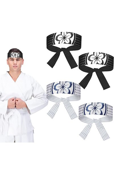 Choice white 4 Pcs Warrior Headbands Bushido Theme Costume Supply Black and B...