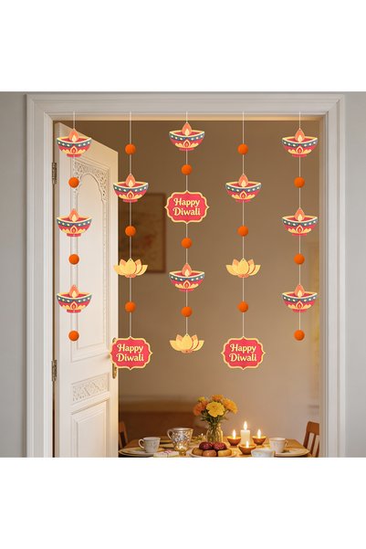 Choice Deep Sapphire Happy Diwali Party Decoration Backdrop Wall Hanging; Ind...
