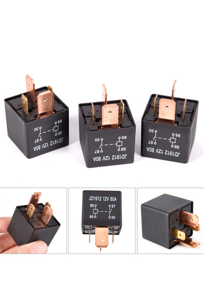 Choice Black Waterproof Heavy Duty Relay 4Pin DC 24V 12V 80A JD1912 Automotiv...