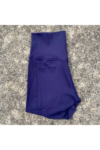Choice M Midnight Purple Blue Solid Color High Waist Yoga Short Leg Women Fit...