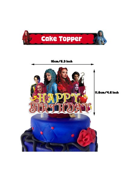 Choice 1pcs cake topper Descendants The Rise of Red Happy Birthday Party Deco...