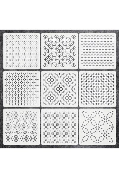 Choice A2 8/9/24/32Pcs Sashiko Embroidery Templates DIY Embroidery Patterns R...