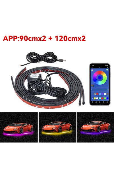Choice 90cm 120cm APP Universal Car Chassis Flexible LED Strip Light Remote /...