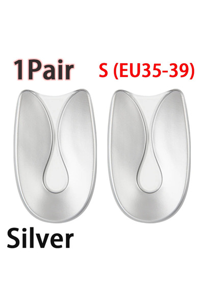 Choice S Silver New U-Shaped Silicone Heel Cushion Shock Absorbing Half Cushi...