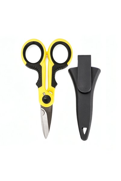 HIRISI Yellow Fishing Line Scissors Anti-slip Handle Stainless Steel Shears f...