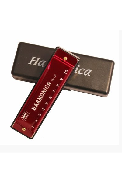 Choice Red Harmonica Key of C 10 Hole Diatonic Harmonica C with Case for Begi...