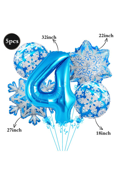 Choice Other 4 5Pcs Snowflake Number Foil Balloons Set, Blue Frozen Themed 32...