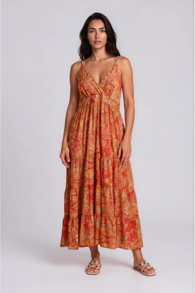 Marilyn Boutique Φόρεμα Αμάνικο Εμπριμέ Χρυσές Λέπτομέρειες