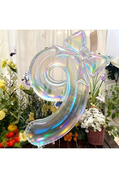 Choice Other 9 2pcs Colorful Transparent Digital Balloon 0-9 Colorful Bow Bal...