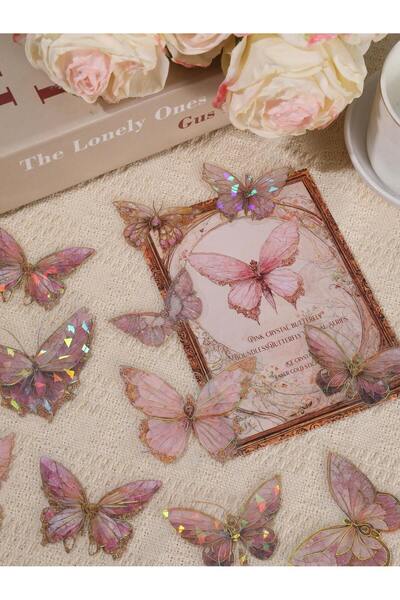 Choice other Pink 20 Pcs Butterfly Cut Stickers Pack DIY Handmade Adhesive De...