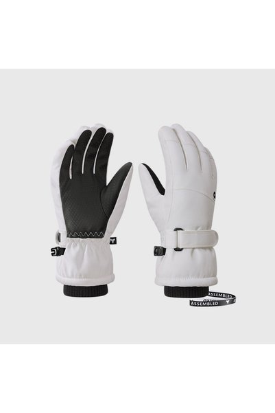 Choice M(Age 8-12) White Children's 3M Thinsulate Warm Ski Gloves for Boys Gi...