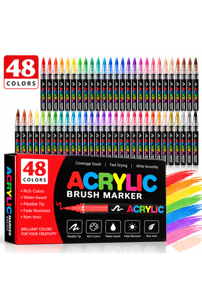 Choice 48 Color Direct Ink Acrylic Paint Marker Pens Rich Colors Soft Brush T...