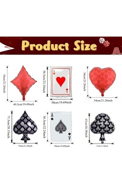Choice others 6pcs 6pcs Poker-themed balloon decorations hearts and diamonds ...