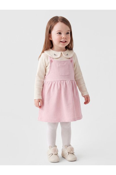 LC Waikiki TWO MT SHOP KALİTESİ LCW baby Pembe Nakış Detaylı Kız Bebek Salopet Ve Tişört