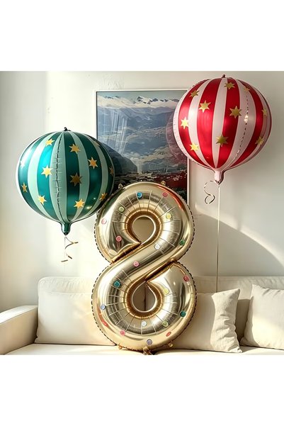Choice Other 8 Carnival Gold Number Balloon Set 4D Balloon 0-9 Gold Foil Ball...