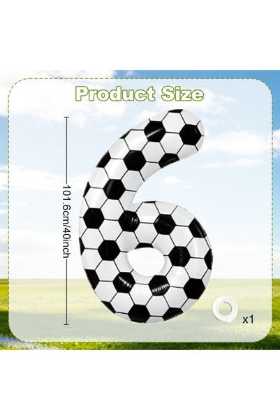 Choice Other number 6 Black and White Football Digital balloon 0-9, 40 inch G...