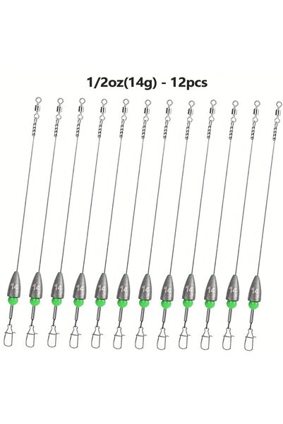 Choice 14g 12pcs 12PCS Carolina Rig Bass Fishing Ready Tied Fishing Leaders w...