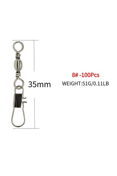 Choice size 8-100pcs 100Pcs Swivels Fishing Connector Bearing Rolling Swivel ...