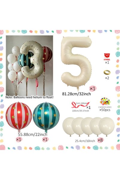 Choice Other Number 5 32inch Large Number Balloons with 4D Striped Star-Shape...