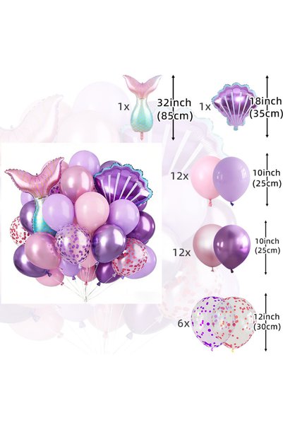 Choice Other 1 32Pcs Mermaid Party Balloon Kit, Cute Shell Mermaid Pattern Ba...