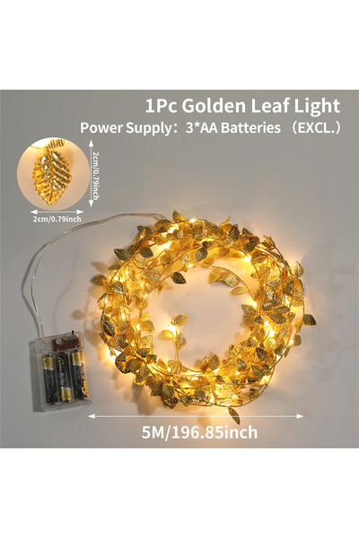 Choice 5M 50LED LED Golden Leaves String Light Battery-operated Garland For L...