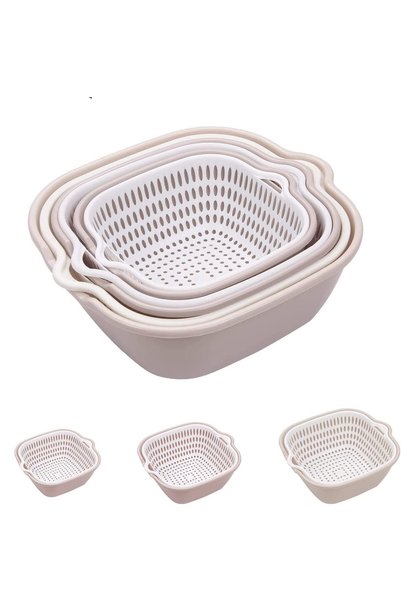 SAGREENY Kitchen Colander Strainer Set, Colander Plastic Set, Portable Food S...