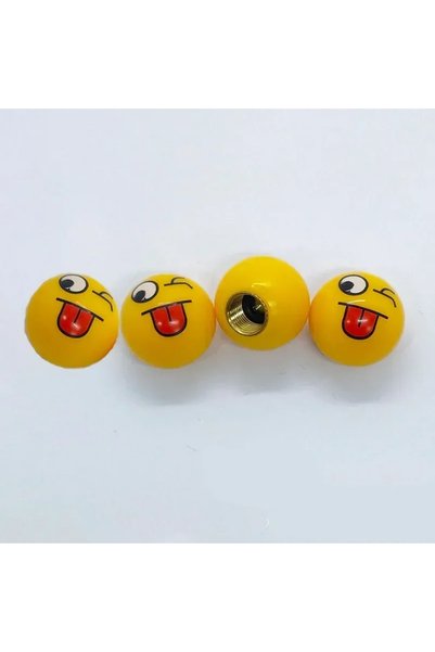 Choice D 4Pcs/Set Aluminum Tire Valve Stem Caps Cute Smiley Ball Universal Fi...
