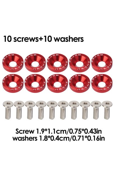 Choice 20xScrew 20xWasher Red JDM Fender Washers M6 Bolt Set Car Modification...