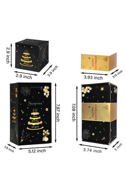 Choice onesize A 【10pcs Folding Explosion Surprise Gift Boxes Black Gold Boun...