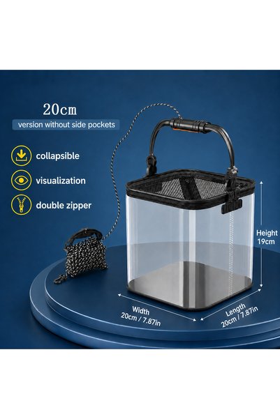 Choice 1pcs Basic Type 20cm Rafford Transparent Fishing Bucket – Foldable, Mu...