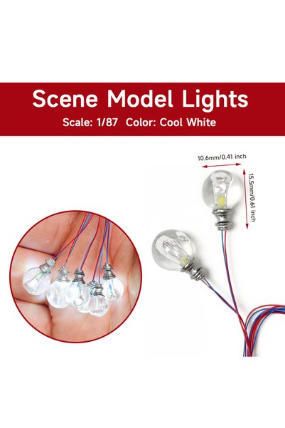 Choice 1-87scale white Miniature Round Bulbs Model Toys 1:87/100/150 Scale 3V...