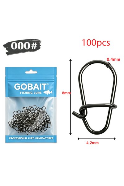 Choice Size 000 100Pcs GOBAIT 100Pcs Black Stainless Steel Fishing Snap Swive...
