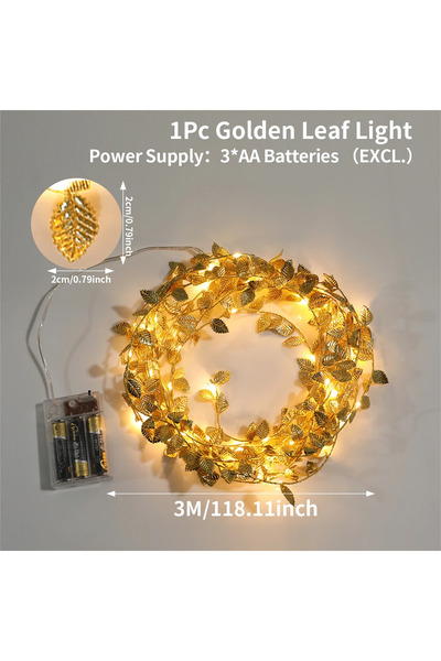 Choice 3M 30LED LED Golden Leaves String Light Battery-operated Garland For L...