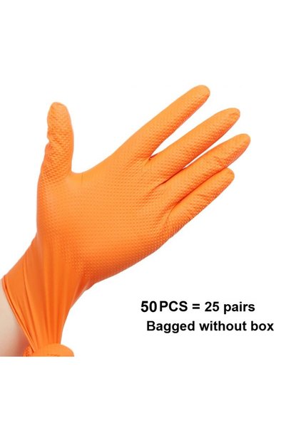 Choice S Orange 50PCS Heavy Duty Disposable Nitrile Gloves 8Mil Extra Thick M...