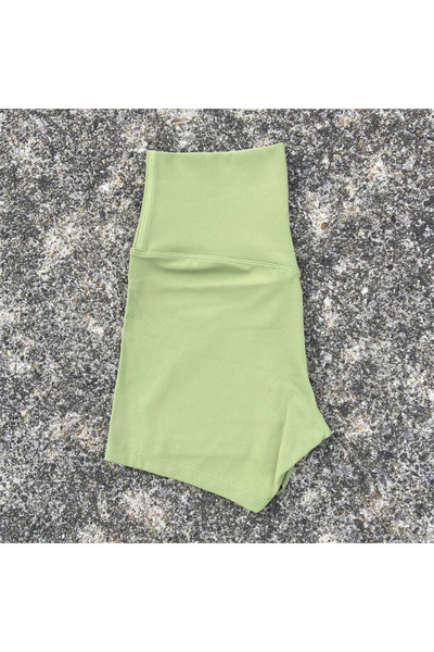 Choice L Matcha green Solid Color High Waist Yoga Short Leg Women Fitness Spo...