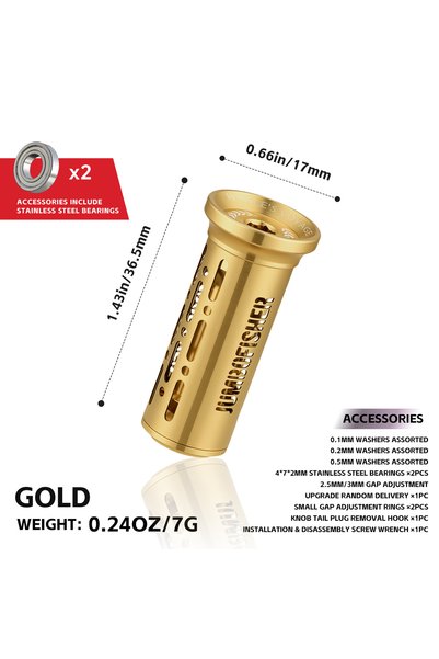 Choice Gold HAUTTON 1pc Hollow Handle Knob 7G Titanium Plated Stainless Steel...