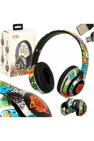 Ikonka Casti wireless on-ear, Ikonka, cu baterie incorporata de 200 mAh, cone...