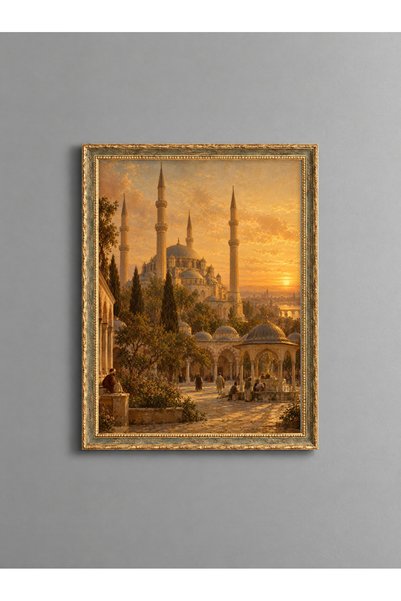ZURİ DESİGN Tablou din MDF cu aspect de ramă vintage aurie și vedere asupra o...