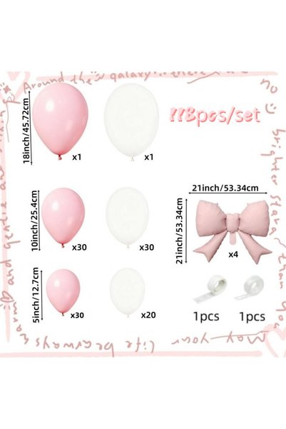 Choice As Picture Multicolor 118Pcs Pink and White Bow Balloon Arch Kit, 21in...