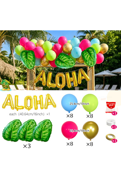Choice Other Style 2 Vertical Pineapple Balloon and Coconut Tree Balloon Gold...